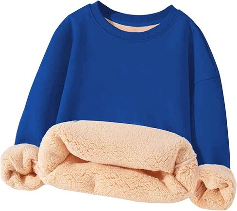 للجنسين بنين بنات الصوف بلوزات الاطفال Crewneck سترة سميكة شيربا اصطف البلوز الشتاء الدافئ القمم ملابس توين in Kuwait