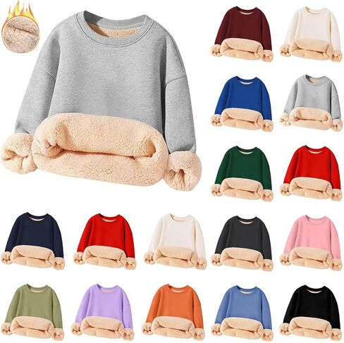 للجنسين بنين بنات الصوف بلوزات الاطفال Crewneck سترة سميكة شيربا اصطف البلوز الشتاء الدافئ القمم ملابس توين in Kuwait