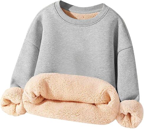 للجنسين بنين بنات الصوف بلوزات الاطفال Crewneck سترة سميكة شيربا اصطف البلوز الشتاء الدافئ القمم ملابس توين in Kuwait