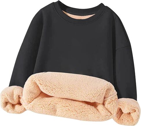 للجنسين بنين بنات الصوف بلوزات الاطفال Crewneck سترة سميكة شيربا اصطف البلوز الشتاء الدافئ القمم ملابس توين in Kuwait