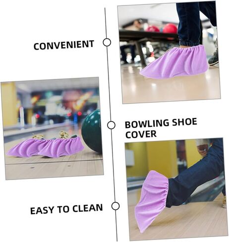 Bowling Shoe Covers Non-Slip Reusable Lint Material Thick Indoor Protector 4 Pairs for Women Men for Home Use Bowling Accessories Violet in Saudi Arabia