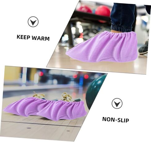Bowling Shoe Covers Non-Slip Reusable Lint Material Thick Indoor Protector 4 Pairs for Women Men for Home Use Bowling Accessories Violet in Saudi Arabia