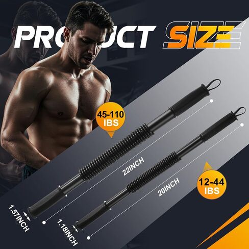 2 Pcs Power Twister Bar Upper Body Exercise for Chest 12-44 Lbs & 45-110 Lbs Strength and Muscle Workout Equipment Machines for Shoulder Forearm Bicep and Arm in Saudi Arabia