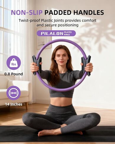 Pilates Ring Set - Studio-Grade Anti-Deformation Pilates Kit - Pilates Equipment for Home Workout - 14'' Pilates Ring, Pilates Ball, 2 Dumbbells, 5 Resistance Bands for Toning Arms, Thighs in Saudi Arabia