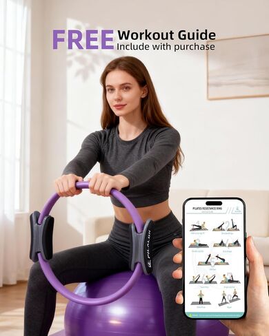 Pilates Ring Set - Studio-Grade Anti-Deformation Pilates Kit - Pilates Equipment for Home Workout - 14'' Pilates Ring, Pilates Ball, 2 Dumbbells, 5 Resistance Bands for Toning Arms, Thighs in Saudi Arabia
