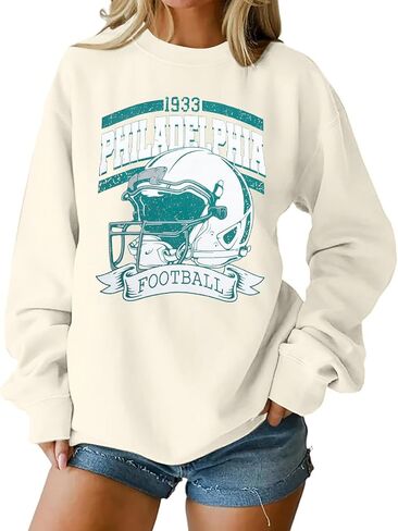 MOUSYA Football Sweatshirts Women Game Day Sweatshirt Game Day Fan Gift Long Sleeve Tops in Saudi Arabia