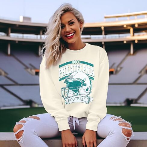 MOUSYA Football Sweatshirts Women Game Day Sweatshirt Game Day Fan Gift Long Sleeve Tops in Saudi Arabia