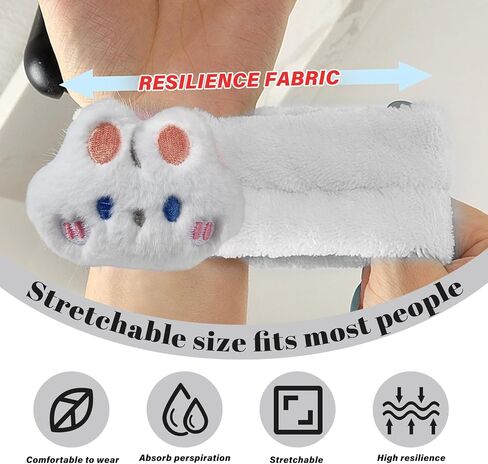 Cute Bunny Wristband Plush Rabbit Wristband for Women Soft Kawaii Animal Accessories for Party Gift and Daily Wear in Saudi Arabia