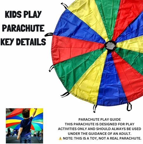 UPHILL Kids Play Parachute Rainbow Colors Parachute Game and Playground Activities Children Gymnastics Cooperative Games 6 Ft, 12 Ft, 16Ft, 20 Ft (12) in Saudi Arabia