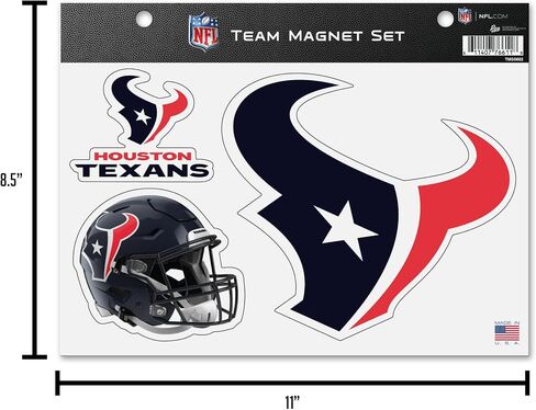 Rico Industries NFL Football Houston Texans 3 Piece Team Magnet Set 8.5" x 11" - Home Décor - Regrigerator, Office, Kitchen in Saudi Arabia