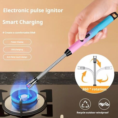 ولاعة شمعة كهربائية، كهربائية مقاومة للرياح، ولاعة USB قابلة لإعادة الشحن للتخييم بالشموع ومحمولة للمطبخ (أخضر وأصفر) in Saudi Arabia