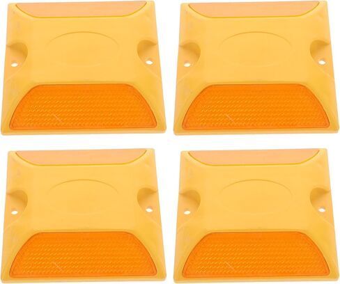 Yardwe Double-Sided Reflective Road Markers 4 Pack 3.93X3.93X0.78 Inch Durable Pavement Reflector Stakes for Driveways Bike Paths Parking Lots Traffic Safety in Saudi Arabia