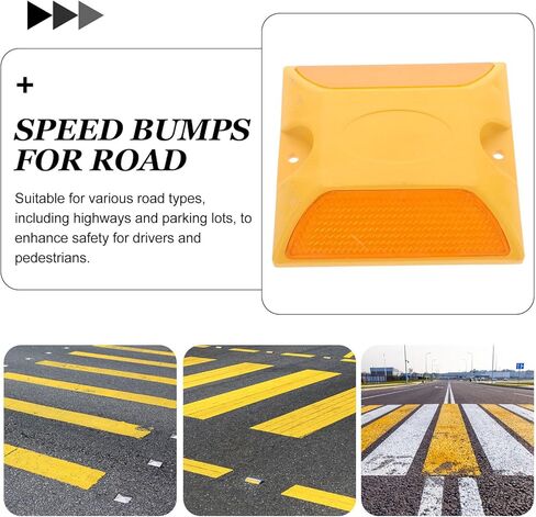 Yardwe Double-Sided Reflective Road Markers 4 Pack 3.93X3.93X0.78 Inch Durable Pavement Reflector Stakes for Driveways Bike Paths Parking Lots Traffic Safety in Saudi Arabia