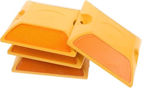 Yardwe Double-Sided Reflective Road Markers 4 Pack 3.93X3.93X0.78 Inch Durable Pavement Reflector Stakes for Driveways Bike Paths Parking Lots Traffic Safety in Saudi Arabia