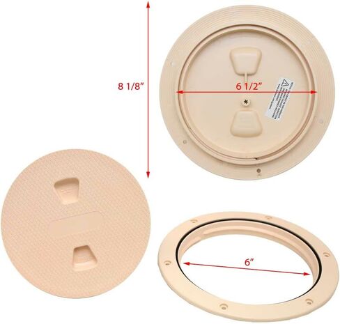 Beckson Boat Screw Out Deck Plate DP64-36 | 6 1/2 Inch Beige in Saudi Arabia