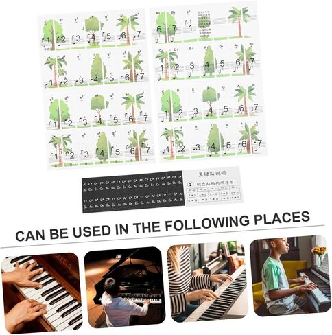 1Pack Piano Keyboard Stickers for Beginners Adhesive Decals for Keys Easy to Read Music Labels for Piano Practice Durable and Wear Resistant Keyboard Accessories in Saudi Arabia
