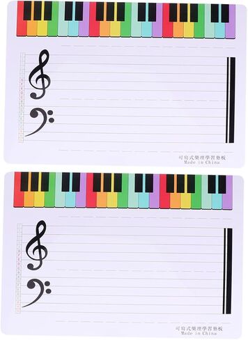 Uonlytech 2-Pack Double-Sided Magnetic Whiteboard Music Staff Erasable Writing Board for Teaching and Practice Suitable for Students and Musicians in Saudi Arabia