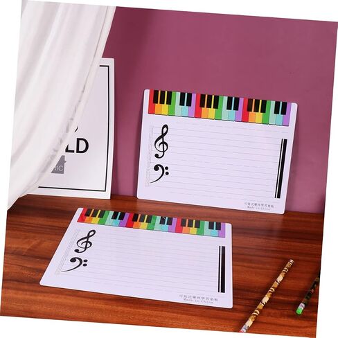 Uonlytech 2-Pack Double-Sided Magnetic Whiteboard Music Staff Erasable Writing Board for Teaching and Practice Suitable for Students and Musicians in Saudi Arabia