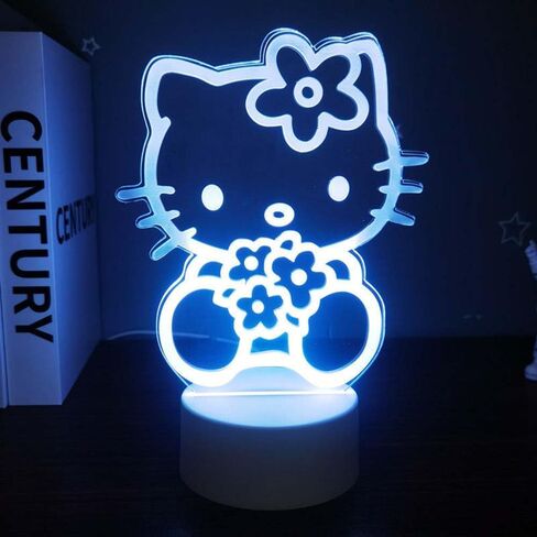 3 ألوان متغيرة لضوء الليل الكرتوني، مصباح مكتب LED ثلاثي الأبعاد Kawaii، مصباح ليلي للنوم من الأكريليك كأفضل الهدايا للنساء المراهقات والأولاد والبنات in Kuwait