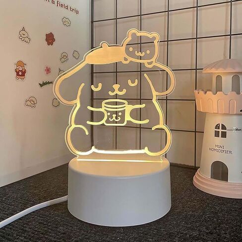 3 ألوان متغيرة لضوء الليل الكرتوني، مصباح مكتب LED ثلاثي الأبعاد Kawaii، مصباح ليلي للنوم من الأكريليك كأفضل الهدايا للنساء المراهقات والأولاد والبنات in Kuwait