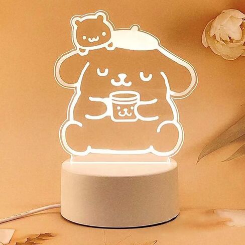 3 ألوان متغيرة لضوء الليل الكرتوني، مصباح مكتب LED ثلاثي الأبعاد Kawaii، مصباح ليلي للنوم من الأكريليك كأفضل الهدايا للنساء المراهقات والأولاد والبنات in Kuwait