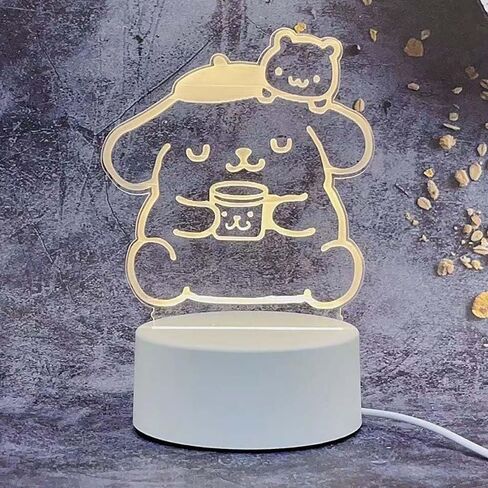 3 ألوان متغيرة لضوء الليل الكرتوني، مصباح مكتب LED ثلاثي الأبعاد Kawaii، مصباح ليلي للنوم من الأكريليك كأفضل الهدايا للنساء المراهقات والأولاد والبنات in Kuwait