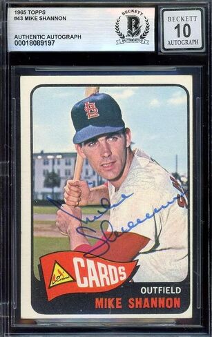 Mike Shannon Gem Mint 10 Beckett BAS Signed 1965 Topps Autograph - Baseball Slabbed Autographed Cards in Saudi Arabia