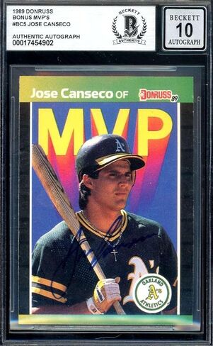 خوسيه كانسيكو جوهرة منت 10 بيكيت باس موقعة 1989 توقيع Donruss MVPs - بطاقات البيسبول الموقعة in Saudi Arabia