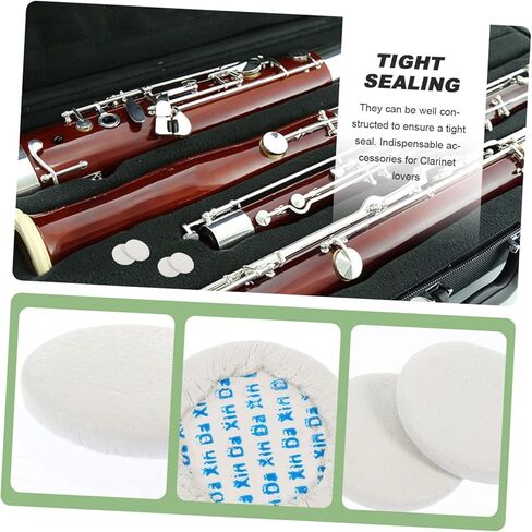 Kisangel 24 قطعة منصات حصيرة لصوت الباسون منصات ثقب مفتوح أجزاء الباسون وسائد الباسون استبدال منصات الباسون الحشو لوازم الباسون جلد الغنم الأبيض in Kuwait