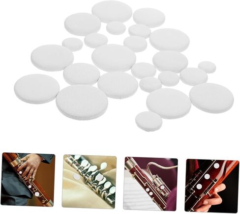Kisangel 24 قطعة منصات حصيرة لصوت الباسون منصات ثقب مفتوح أجزاء الباسون وسائد الباسون استبدال منصات الباسون الحشو لوازم الباسون جلد الغنم الأبيض in Kuwait