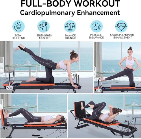 Pilates Reformer,Dpiolrcag Foldable Pilates Machine & Equipment for Home Use and Gym Workout with Jump Board, Suitable for Advanced and Beginners Users, Up to 250 lbs Weight Capacity in Saudi Arabia