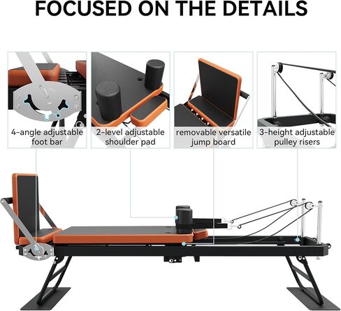 Pilates Reformer,Dpiolrcag Foldable Pilates Machine & Equipment for Home Use and Gym Workout with Jump Board, Suitable for Advanced and Beginners Users, Up to 250 lbs Weight Capacity in Saudi Arabia