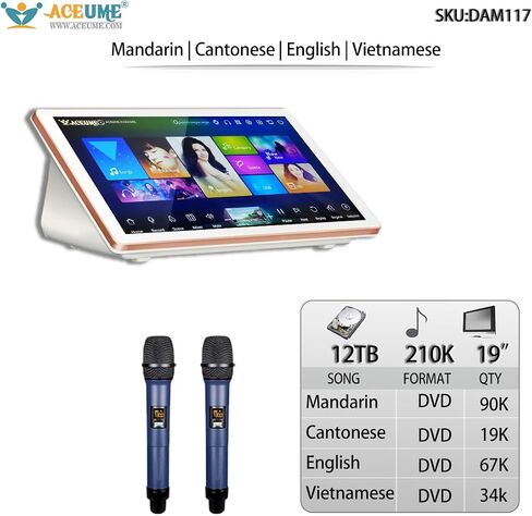 DAM117 12TB HDD 210K Chinese Mandarin Cantonese English Vienamese Songs 19" Touch Screen Karaoke Player Cloud Download in Saudi Arabia