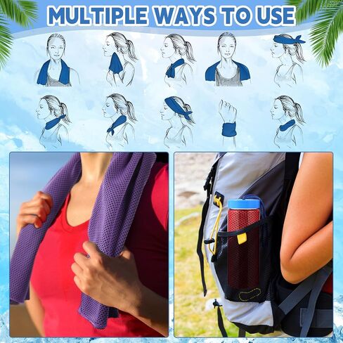 Peryiter 20 Pack Bulk Cooling Towels for Neck and Face Ice Towel Quick Drying Sweat Towels Breathable Portable Yoga Towels with Storage Lanyard Bottle for Fitness Yoga 10 Colors, 35 x 12 Inches in Saudi Arabia
