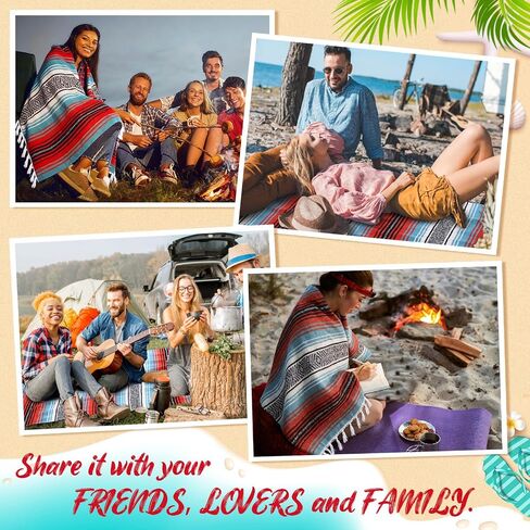 Oudain Mexican Blankets and Throws 45 x 70 Inch, Cotton Outdoor Camping Cozy Blanket Woven Serape Restorative Yoga Fiesta Christmas Essential Supplies(Delicate Color) in Saudi Arabia