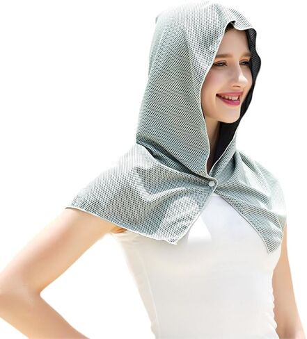 Cooling Towel, Cooling Hoodie Towel, Unisex Quick Dry Hooded Shirt for Neck and Face Absorbent Quick-Drying, for Sports, Yoga, Hot Weather, Moisture Wicking, UV Protection (Grey) in Saudi Arabia