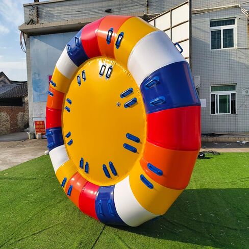 قارب ديسكو قابل للنفخ لـ 6 أشخاص - مادة PVC 10x10FT قابلة للنفخ بالماء UFO أنبوب قارب ديسكو نهري قابل للقطر للألعاب المائية في الهواء الطلق (أبيض + أزرق) in Kuwait