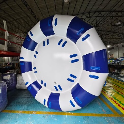 قارب ديسكو قابل للنفخ لـ 6 أشخاص - مادة PVC 10x10FT قابلة للنفخ بالماء UFO أنبوب قارب ديسكو نهري قابل للقطر للألعاب المائية في الهواء الطلق (أبيض + أزرق) in Kuwait