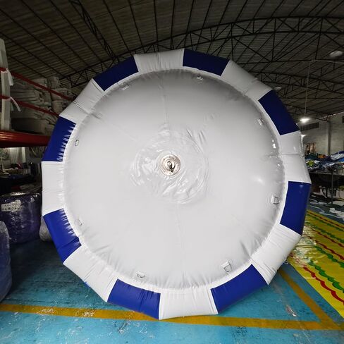 قارب ديسكو قابل للنفخ لـ 6 أشخاص - مادة PVC 10x10FT قابلة للنفخ بالماء UFO أنبوب قارب ديسكو نهري قابل للقطر للألعاب المائية في الهواء الطلق (أبيض + أزرق) in Kuwait