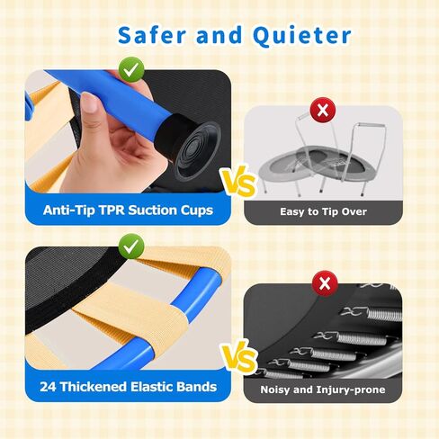 سبورتسول ترامبولين صغير مقاس 91.44 سم للأطفال من سن 3 إلى 6 سنوات، قابل للطي وخالي من الربيع، ترامبولين صغير للأطفال في الأماكن المغلقة والخارجية مع شريط مقبض قابل للتعديل in Kuwait