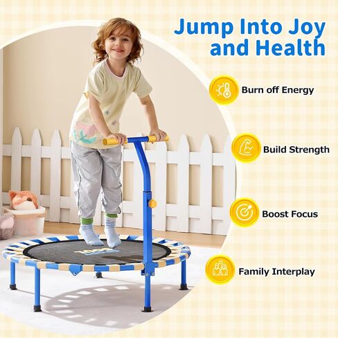 سبورتسول ترامبولين صغير مقاس 91.44 سم للأطفال من سن 3 إلى 6 سنوات، قابل للطي وخالي من الربيع، ترامبولين صغير للأطفال في الأماكن المغلقة والخارجية مع شريط مقبض قابل للتعديل in Kuwait