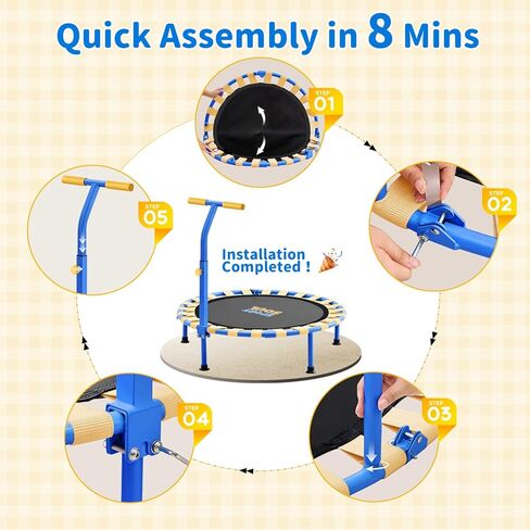سبورتسول ترامبولين صغير مقاس 91.44 سم للأطفال من سن 3 إلى 6 سنوات، قابل للطي وخالي من الربيع، ترامبولين صغير للأطفال في الأماكن المغلقة والخارجية مع شريط مقبض قابل للتعديل in Kuwait