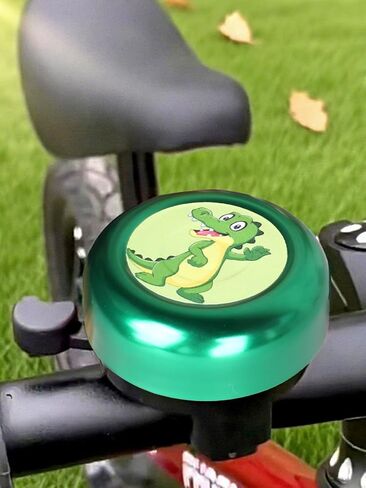 Green Bike Bell with Dinosaur Design - Loud Bicycle Handlebar Bell for Adults - Cute Dino Pattern Cycling Accessory - Easy Install, Weatherproof in Saudi Arabia