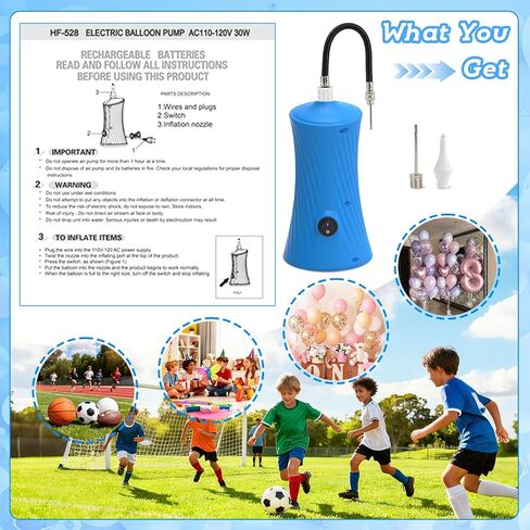 AXHJ Balloon Pump Electric Air Pumps for Long Balloons and Sport Ball, 2-in-1 Electric Air Balloon Pump, Balloon Inflator for Foil Twisty Animal Balloons in Birthday Party for Decorations in Saudi Arabia