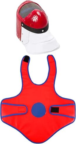 Kids Fencing Epee Mask with Chest Protector Lightweight Protective Gear Red 13.78inchx9.84inch for Youth Training in Saudi Arabia