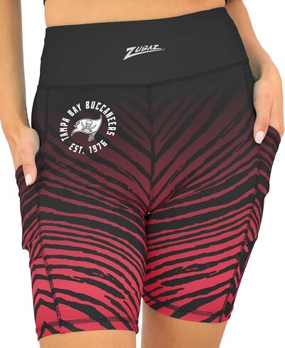 Zubaz NFL Women's 7" High Waist Powermesh Bike Shorts with Pockets in Multiple Styles (Small - 3XL) in Saudi Arabia