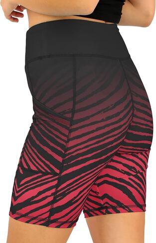 Zubaz NFL Women's 7" High Waist Powermesh Bike Shorts with Pockets in Multiple Styles (Small - 3XL) in Saudi Arabia