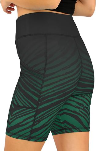 Zubaz NFL Women's 7" High Waist Powermesh Bike Shorts with Pockets in Multiple Styles (Small - 3XL) in Saudi Arabia
