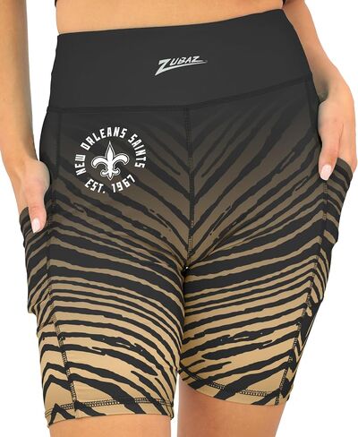 Zubaz NFL Women's 7" High Waist Powermesh Bike Shorts with Pockets in Multiple Styles (Small - 3XL) in Saudi Arabia