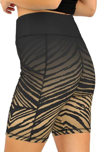 Zubaz NFL Women's 7" High Waist Powermesh Bike Shorts with Pockets in Multiple Styles (Small - 3XL) in Saudi Arabia